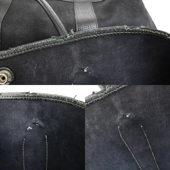 HERMES Logo Garden File 37 Hand Tote Bag Canvas Leather Black Silver 69FA285 - Picture 9 of 16